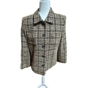 John Paul Richard Jacket Blazer 12 Tan Tweed Texture Wool Retro Western